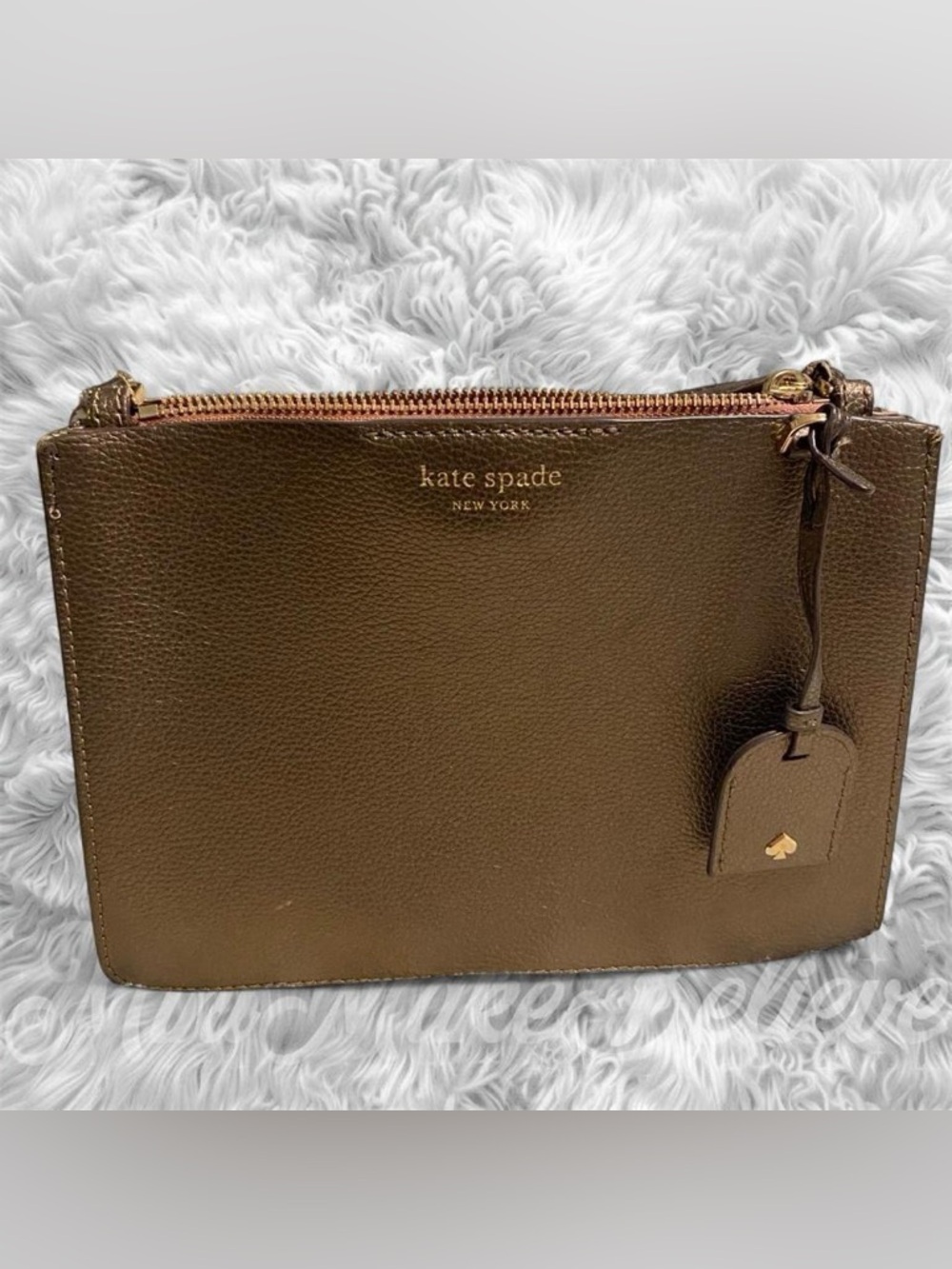 kate spade Metallic Olive Green Leather Crossbody with Gold Hardware